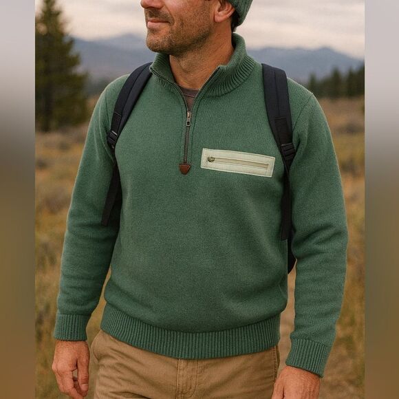 Patagonia Alpiniste Lambswool Sweater – Vintage Green, Size L - Picture 1 of 7